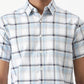 Light Blue Checked Slim Fit Casual Shirt | Greenfibre