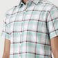 Light Green Checked Slim Fit Casual Shirt | Greenfibre