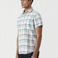 Light Green Checked Slim Fit Casual Shirt | Greenfibre