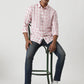 Pink Checked Slim Fit Casual Shirt | Greenfibre