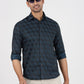 Blue Printed Slim Fit Party Wear Shirt | Greenfibre