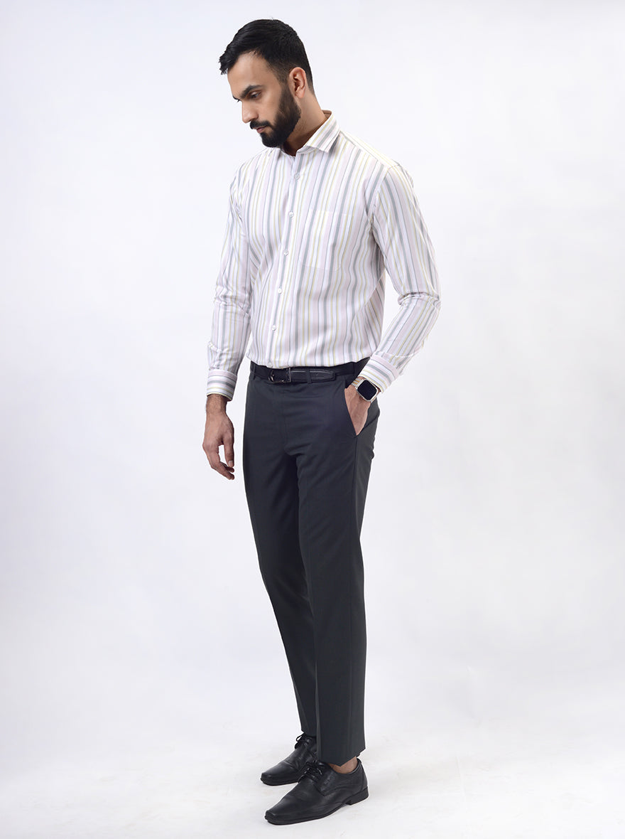 Pink Striped Slim Fit Formal Shirt | Metal