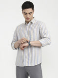 Blue Striped Slim Fit Casual Shirt | Greenfibre