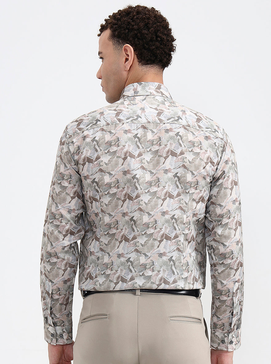 Green Printed Slim Fit Party Wear Shirt | Greenfibre