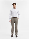 Cement Grey Solid Slim Fit Formal Trouser | Greenfibre
