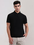 Black Solid Slim Fit Polo T-Shirt | Greenfibre
