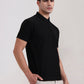 Black Solid Slim Fit Polo T-Shirt | Greenfibre