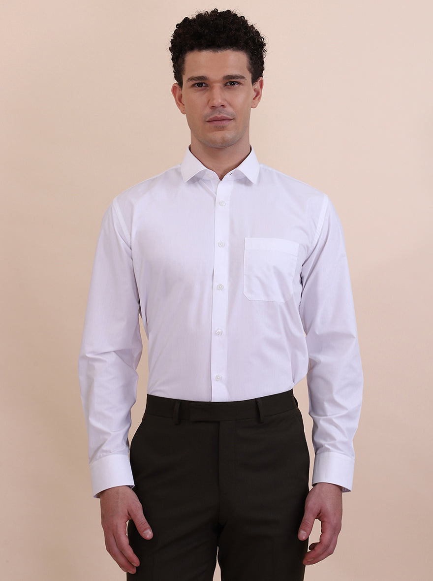White Solid Regular Fit Formal Shirt | Greenfibre