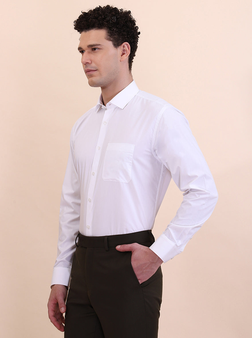 White Solid Regular Fit Formal Shirt | Greenfibre