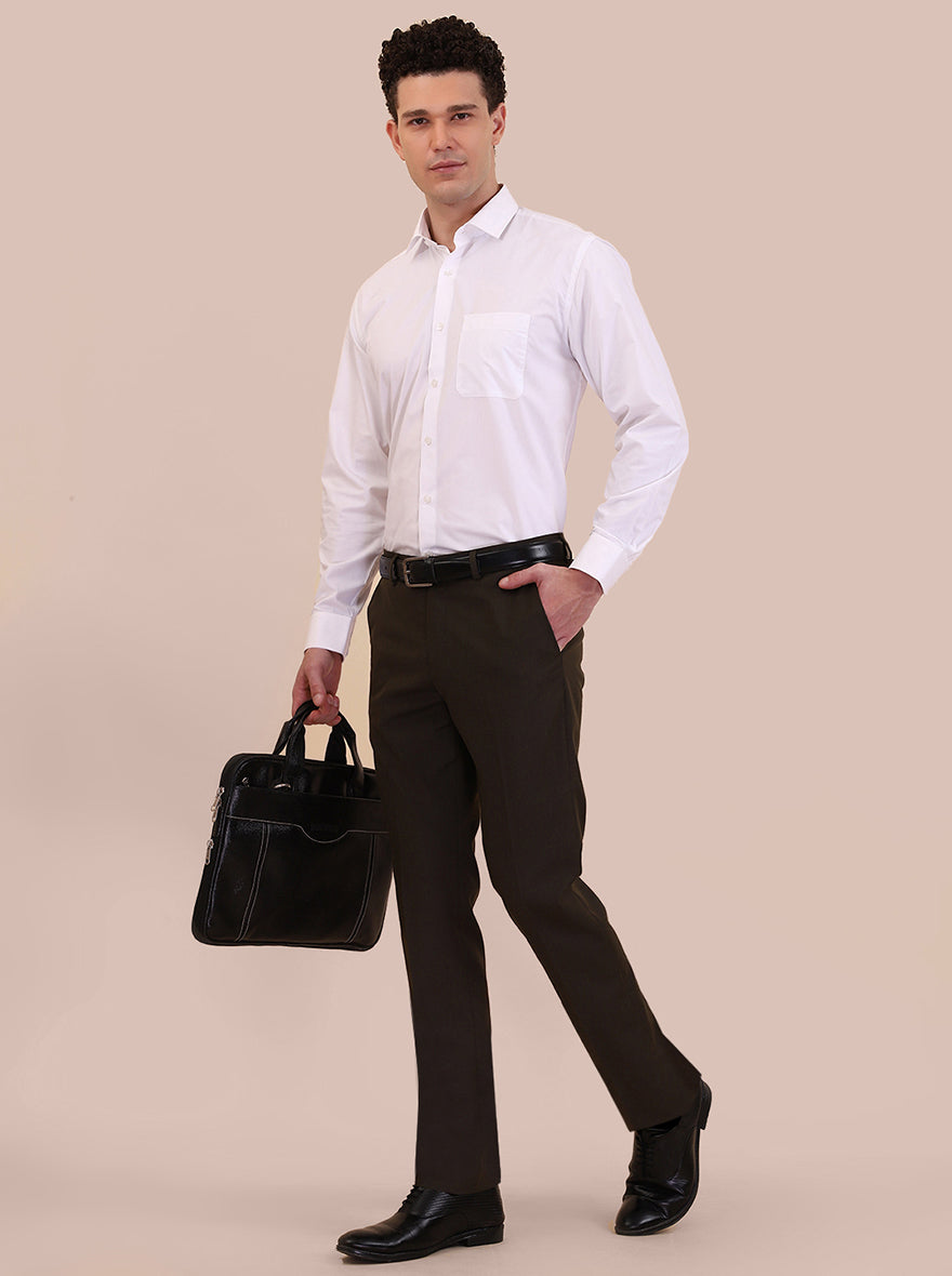 White Solid Regular Fit Formal Shirt | Greenfibre