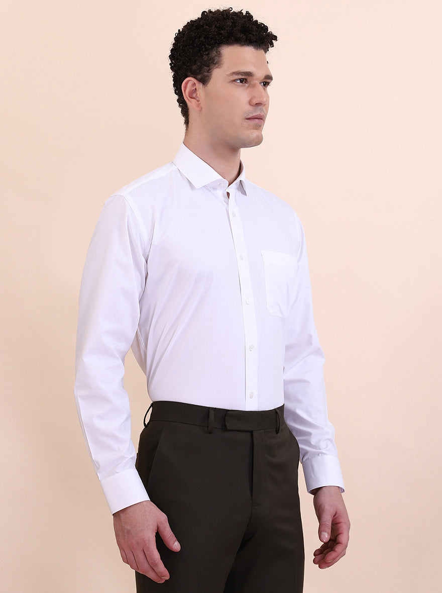 White Solid Regular Fit Formal Shirt | Greenfibre