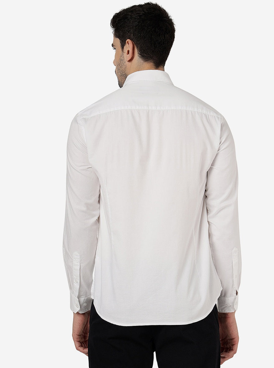 White Solid Smart Fit Semi Casual Shirt | Greenfibre