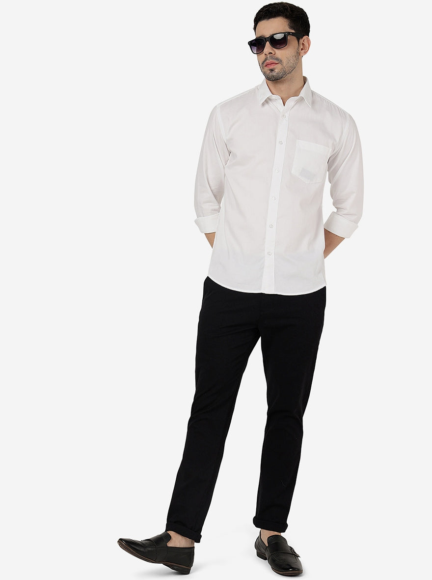 White Solid Smart Fit Semi Casual Shirt | Greenfibre