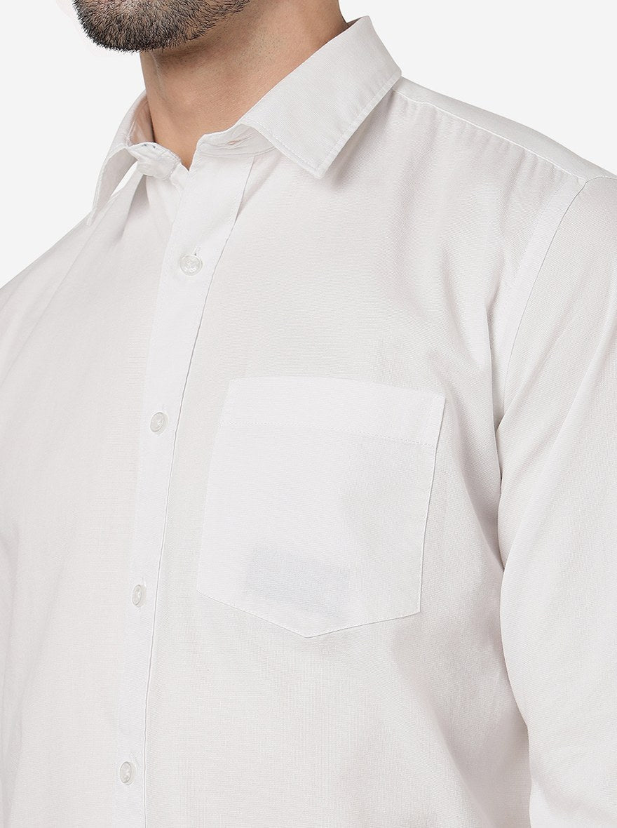 White Solid Smart Fit Semi Casual Shirt | Greenfibre