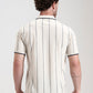 Off White Striped Slim Fit Polo T-Shirt | Greenfibre