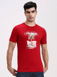 Red Printed Slim Fit T-Shirt | Greenfibre