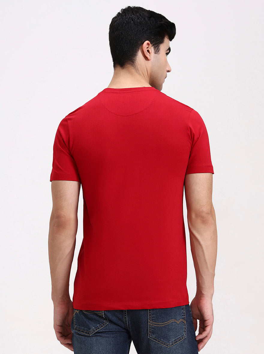 Red Printed Slim Fit T-Shirt | Greenfibre