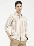 Pink Striped Slim Fit Casual Shirt | Greenfibre