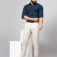 Navy Blue Solid Slim Fit Party Wear Shirt | Wyre