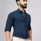 Navy Blue Solid Slim Fit Party Wear Shirt | Wyre