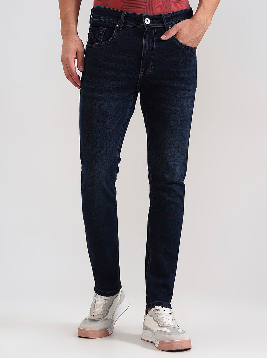 Dark Indigo Blue Washed Urban Fit Jeans | Greenfibre