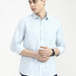 Aqua Blue Striped Slim Fit Casual Shirt | Greenfibre