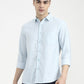 Aqua Blue Striped Slim Fit Casual Shirt | Greenfibre