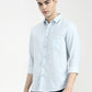 Aqua Blue Striped Slim Fit Casual Shirt | Greenfibre