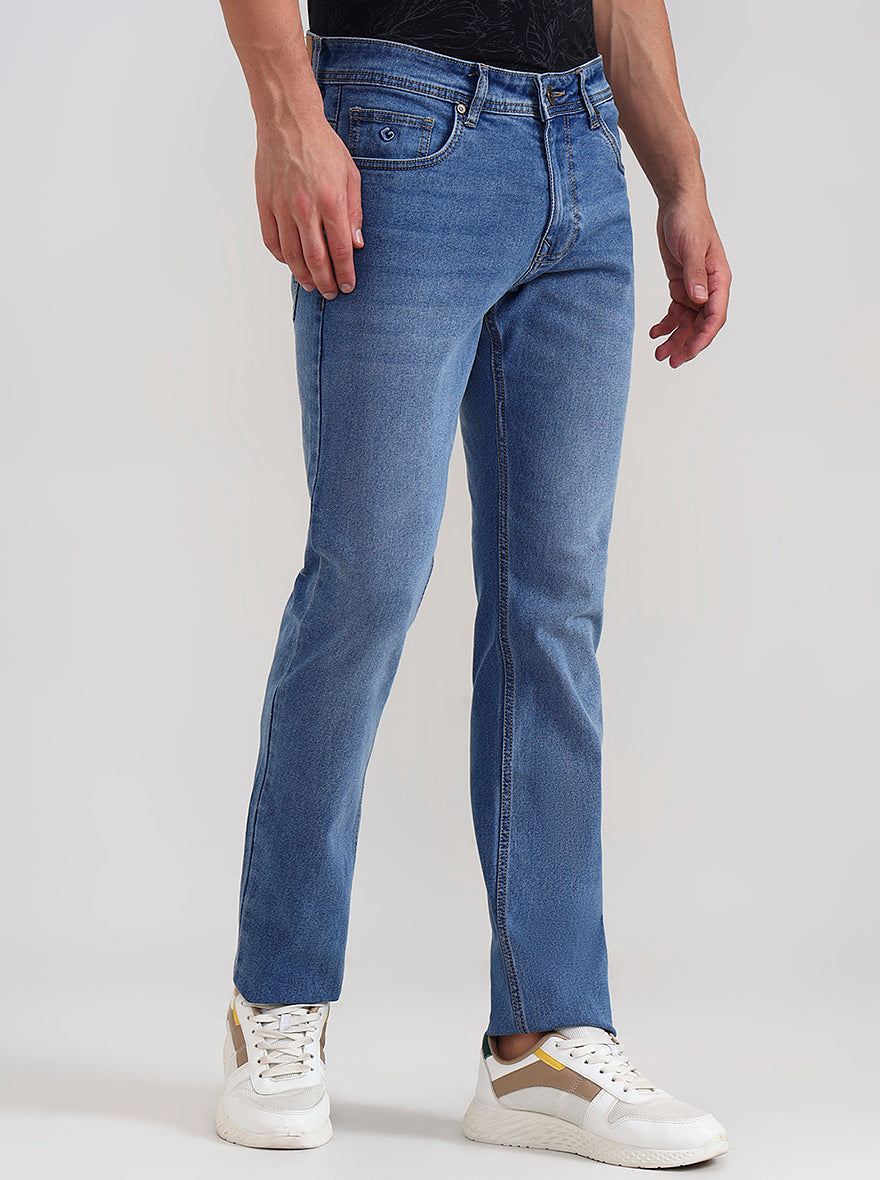 Mid Ice Blue Washed Slim Fit Jeans | Greenfibre