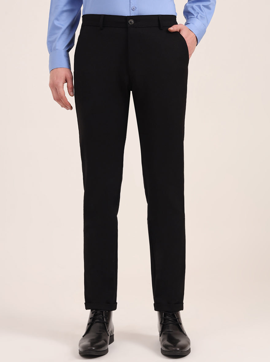 Black Solid Slim Fit Club Wear Trouser | JB Studio