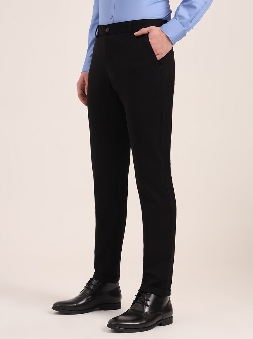 Black Solid Slim Fit Club Wear Trouser | JB Studio