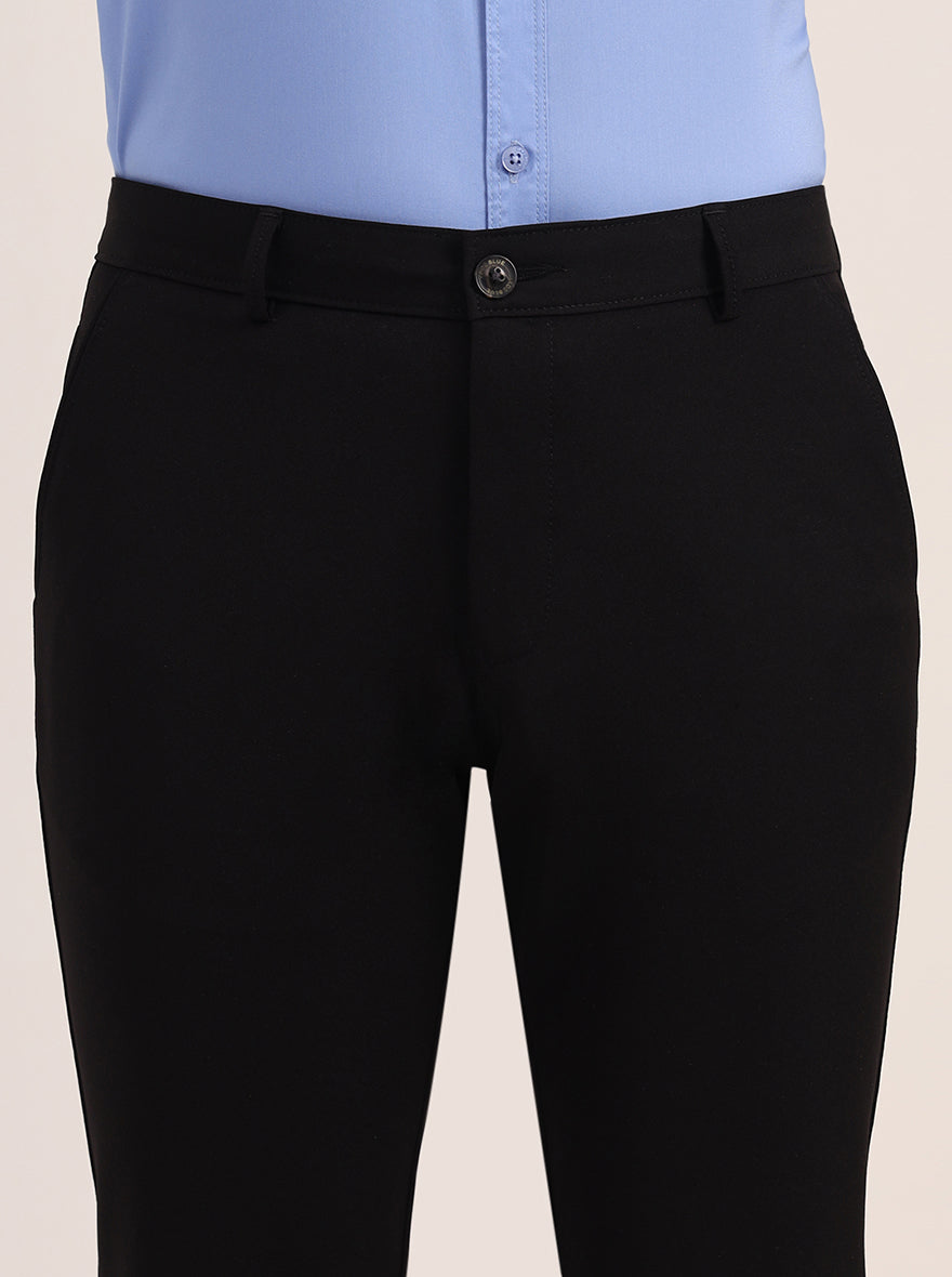Black Solid Slim Fit Club Wear Trouser | JB Studio