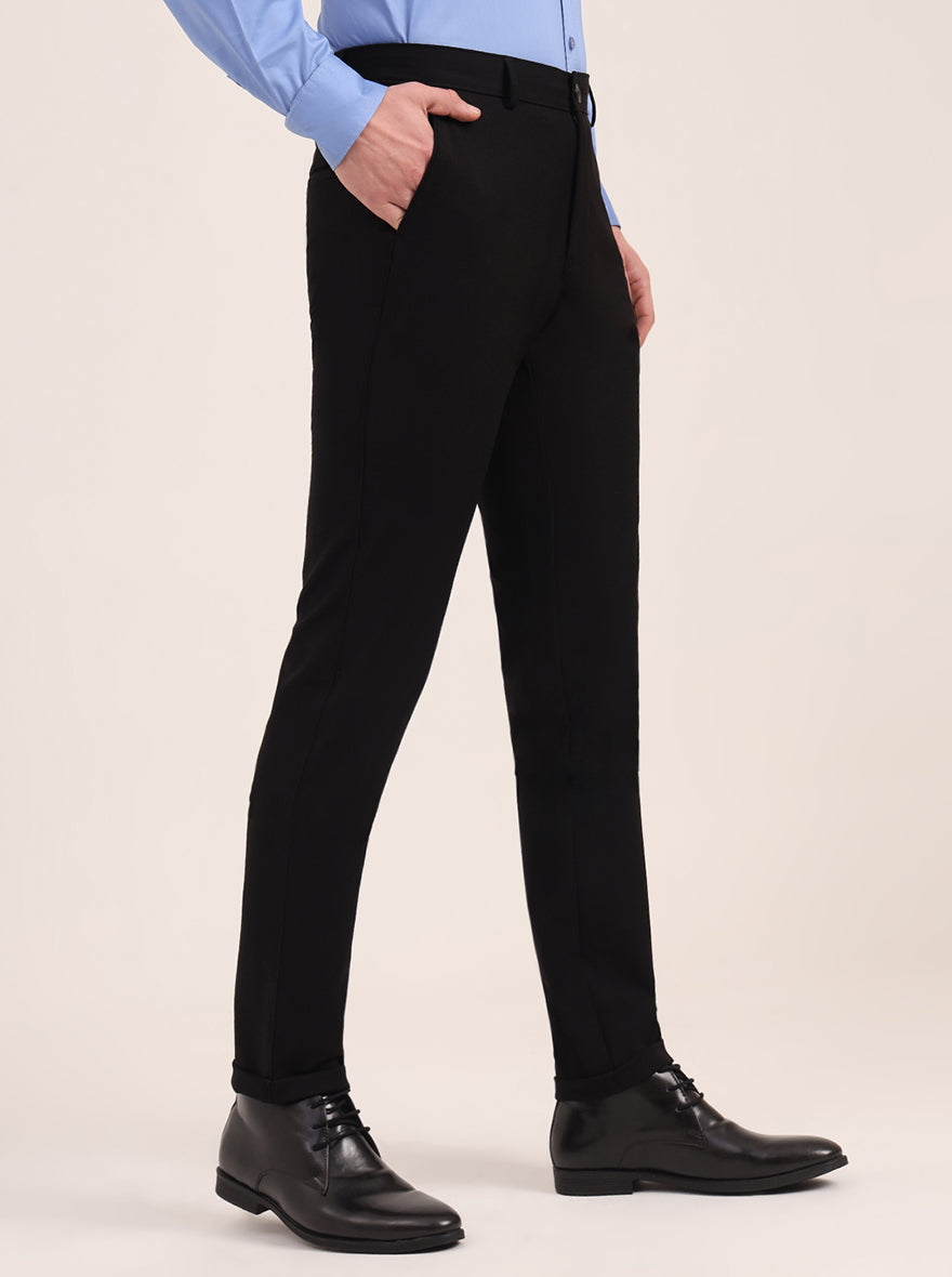 Black Solid Slim Fit Club Wear Trouser | JB Studio