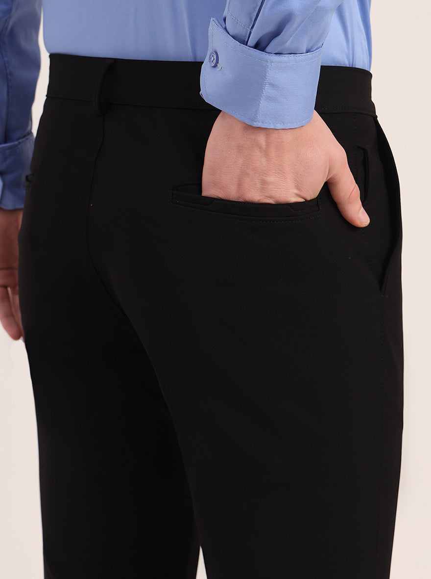 Black Solid Slim Fit Club Wear Trouser | JB Studio