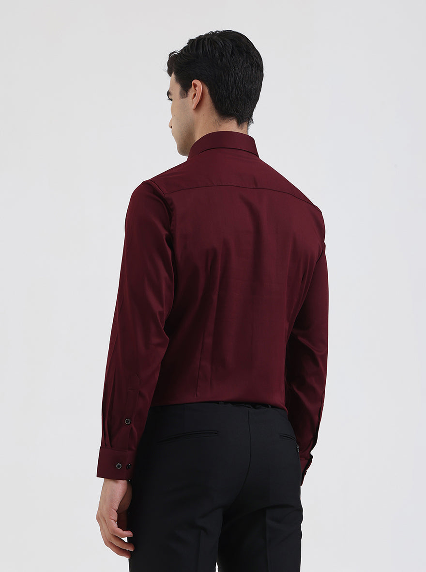 Maroon Solid Slim Fit Party Wear Shirt | Greenfibre