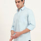 Sky Blue Solid Slim Fit Semi Casual Shirt | Greenfibre