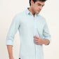 Sky Blue Solid Slim Fit Semi Casual Shirt | Greenfibre