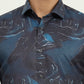 Dark Blue Printed Slim Fit Party Wear Shirt | Greenfibre