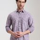 Purple Printed Slim Fit Casual Shirt | Greenfibre