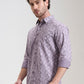 Purple Printed Slim Fit Casual Shirt | Greenfibre