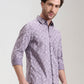Purple Printed Slim Fit Casual Shirt | Greenfibre