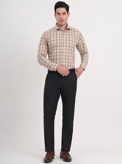 Black Solid Slim Fit Formal Trouser | Greenfibre