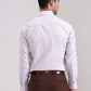 Pink & Grey Checked Slim Fit Formal Shirt | Greenfibre