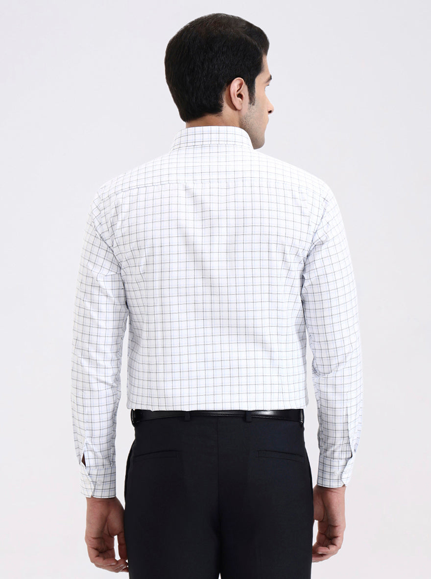White & Black Solid Slim Fit Formal Shirt | Greenfibre