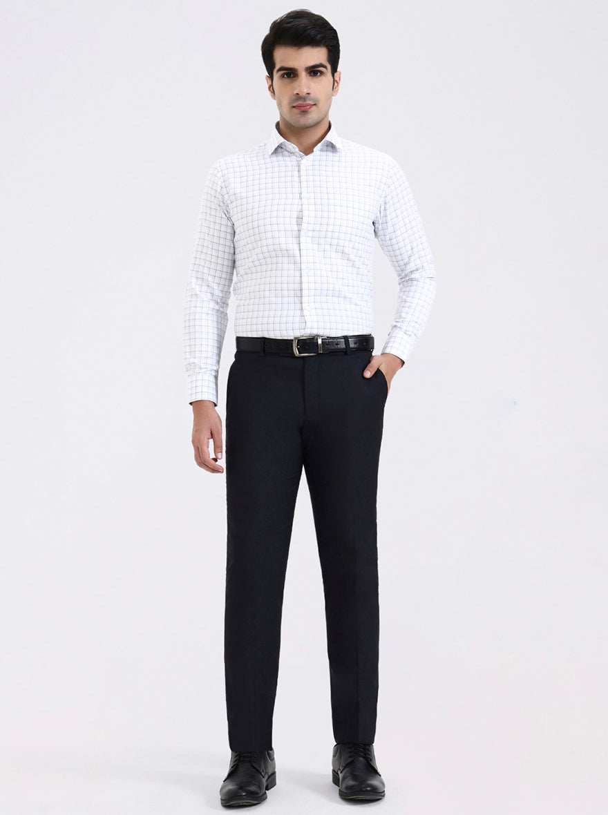 White & Black Solid Slim Fit Formal Shirt | Greenfibre