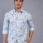 Blue Printed Slim Fit Casual Shirt | Greenfibre