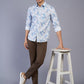 Blue Printed Slim Fit Casual Shirt | Greenfibre