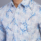 Blue Printed Slim Fit Casual Shirt | Greenfibre