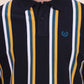 Navy Blue & Yellow Striped Slim Fit Polo T-Shirt | Greenfibre