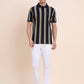 Navy Blue & Yellow Striped Slim Fit Polo T-Shirt | Greenfibre